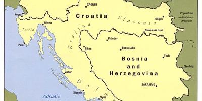 Kartta Bosnia ja Hertsegovinan ja ympäröivien maiden