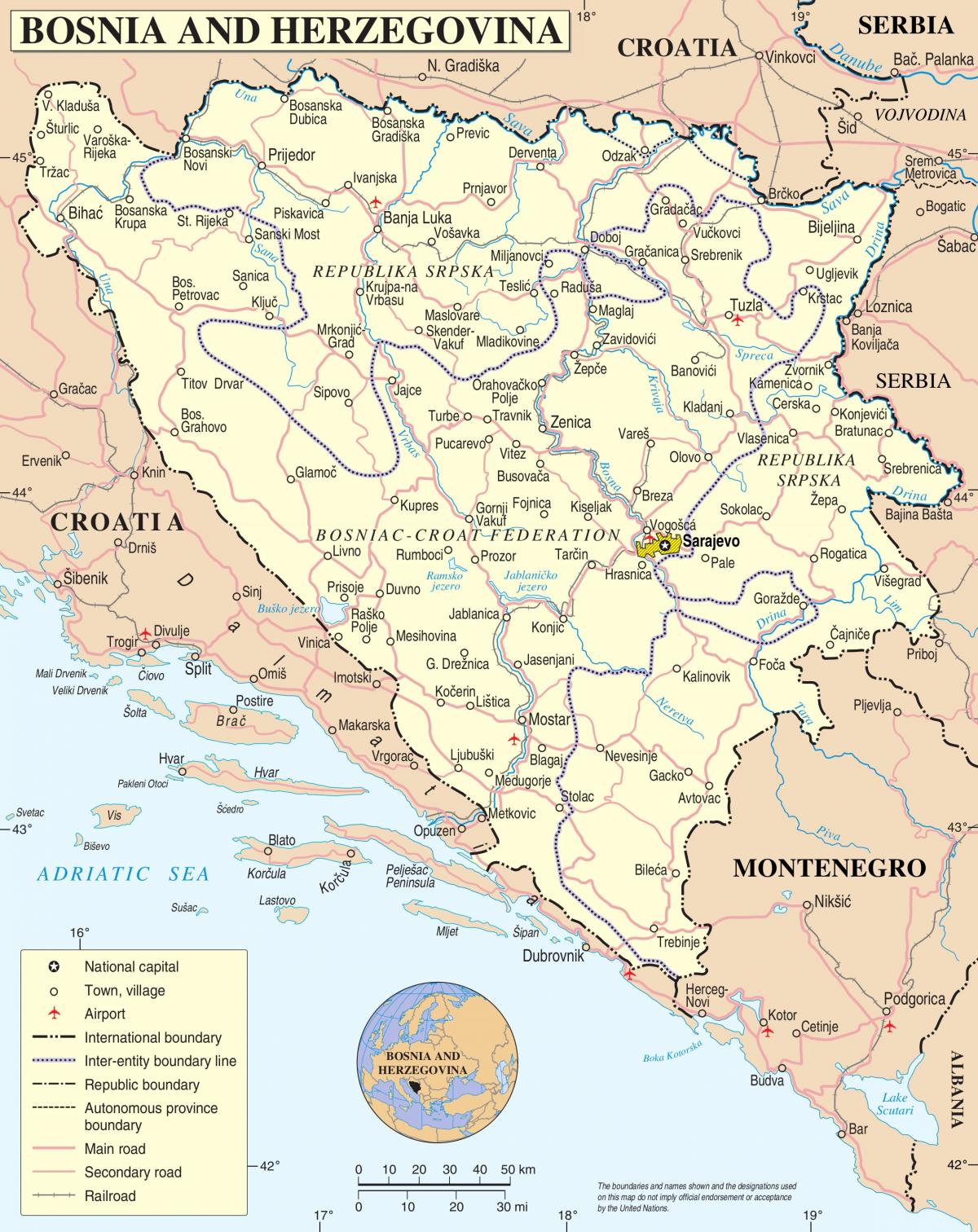 kartta Bosnia