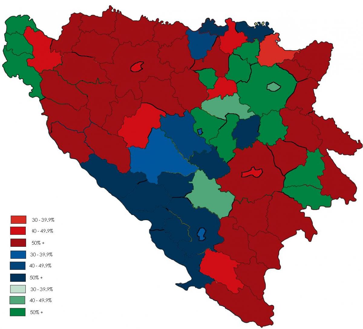 Bosnia uskonto kartta